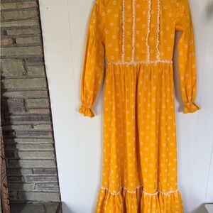 Vintage, one-of-a-kind, Yellow Floral Long Sleeve Dress